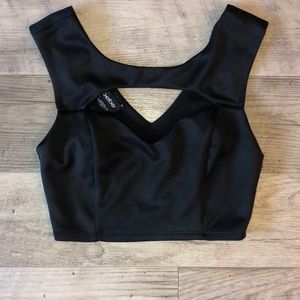Bebe black crop top with keyhole